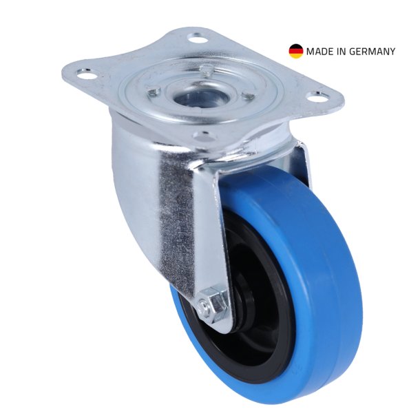 Tente Swivel Castor without breaks 100 mm, blue wheel